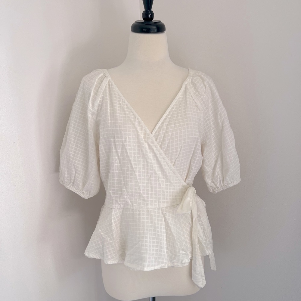 Universal Thread Wrap Peplum Puff Sleeve Top